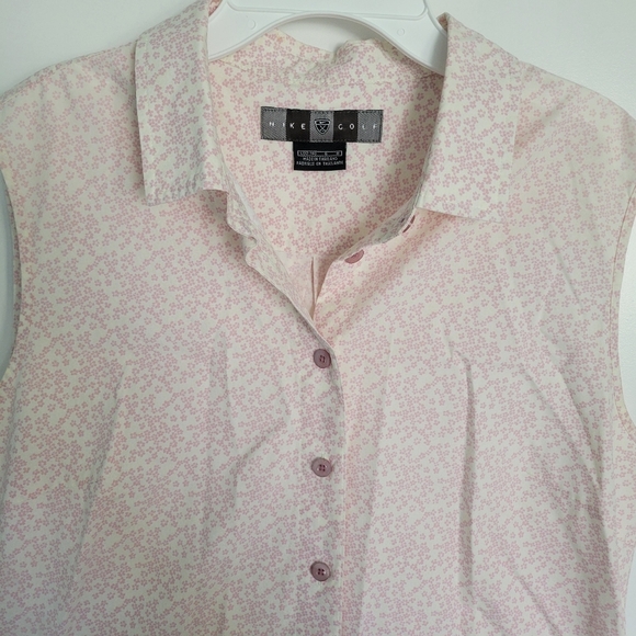 Vintage Womens Nike Golf Tank Top Button Front L Pink Flower Print - Picture 3 of 11